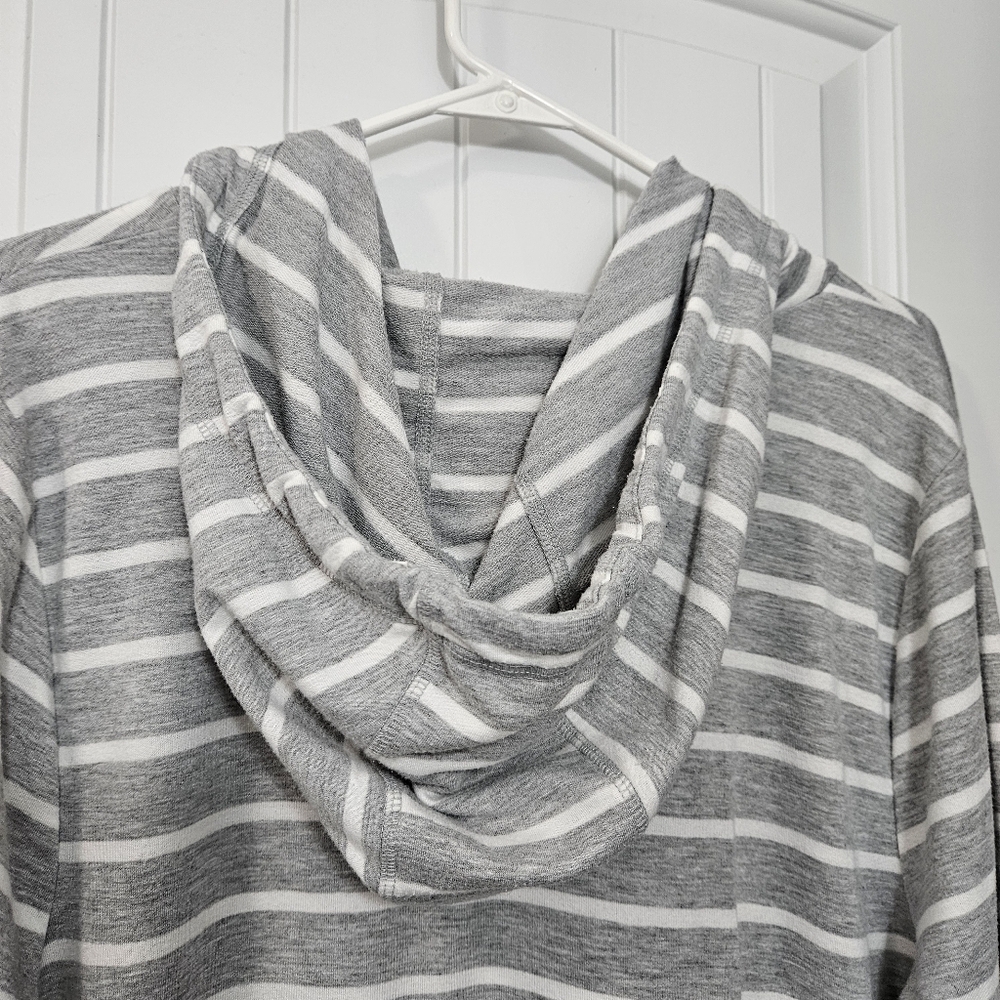 LIVI Gray & White Striped Hooded Tunic Plus Size 18/20 - Picture 7 of 7